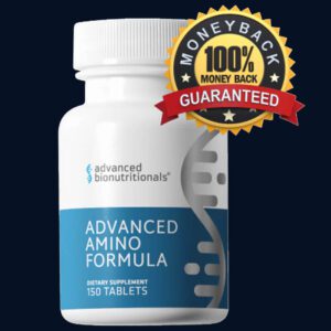 Advanced Amino Formula supplement guarantee badge for muscle recovery and energy support