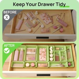 Vtopmart 25-Piece Clear Plastic Drawer Organizer Set with Non-Slip Pads for Makeup and Kitchen