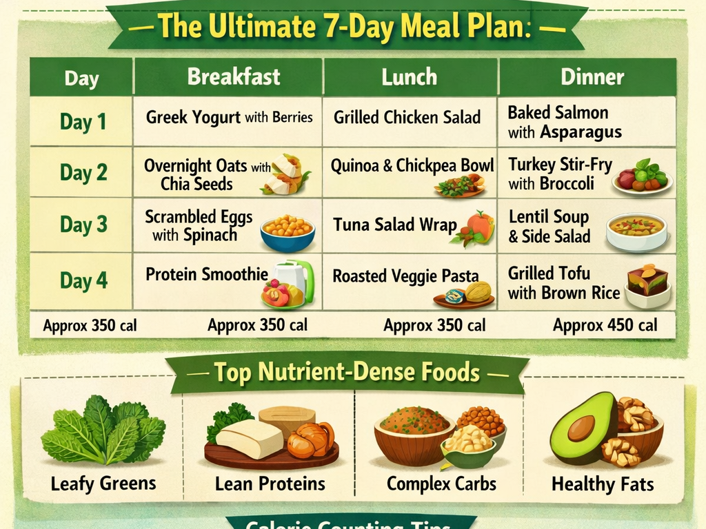 7-Day Healthy Menu 2026 for Weight Loss and Calorie Counting
