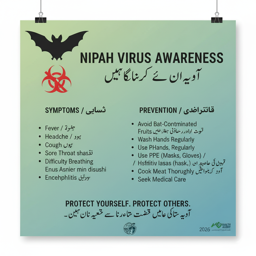 Nipah Virus symptoms and prevention 2026 poster