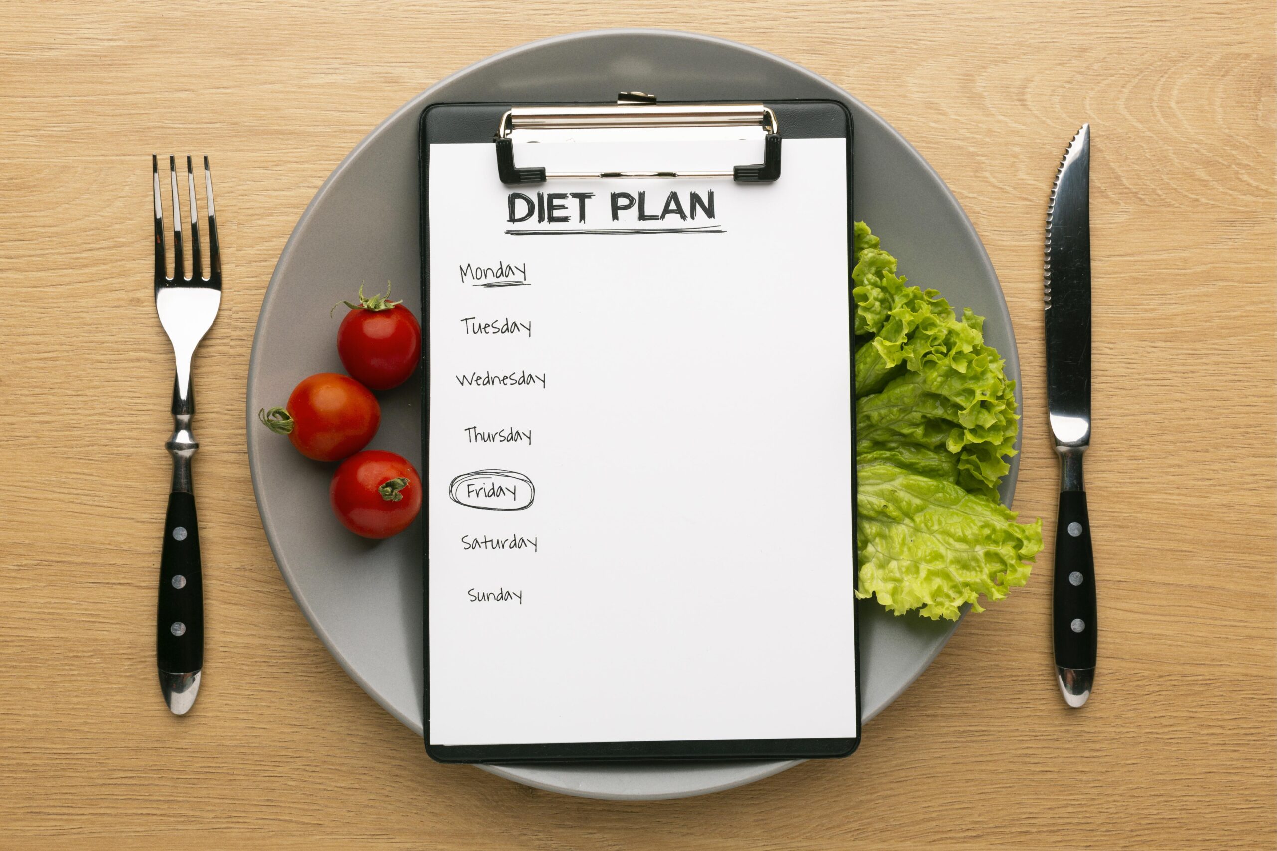 Meal Planning Clipboard with Food Arrangement