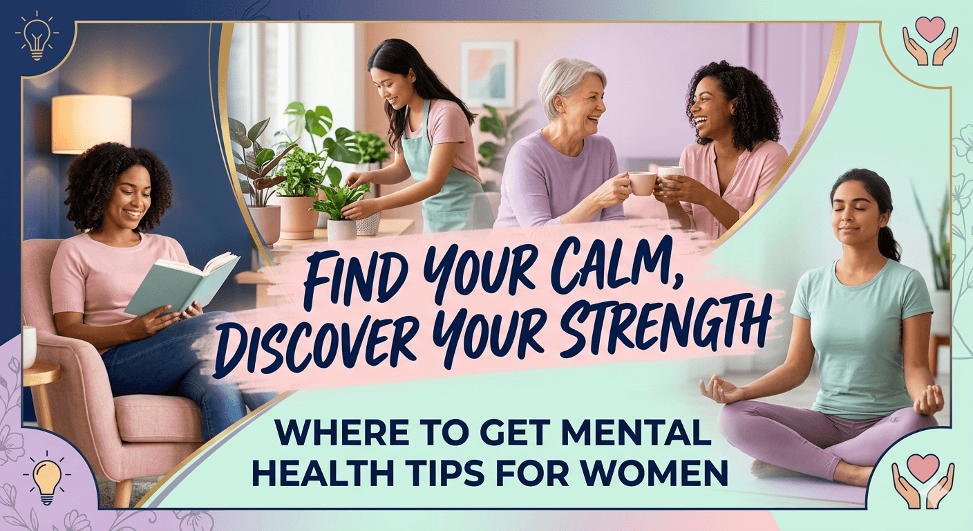 A collage of diverse women practicing self-care, meditation, and reading, featuring the text Find Your Calm, Discover Your Strength.