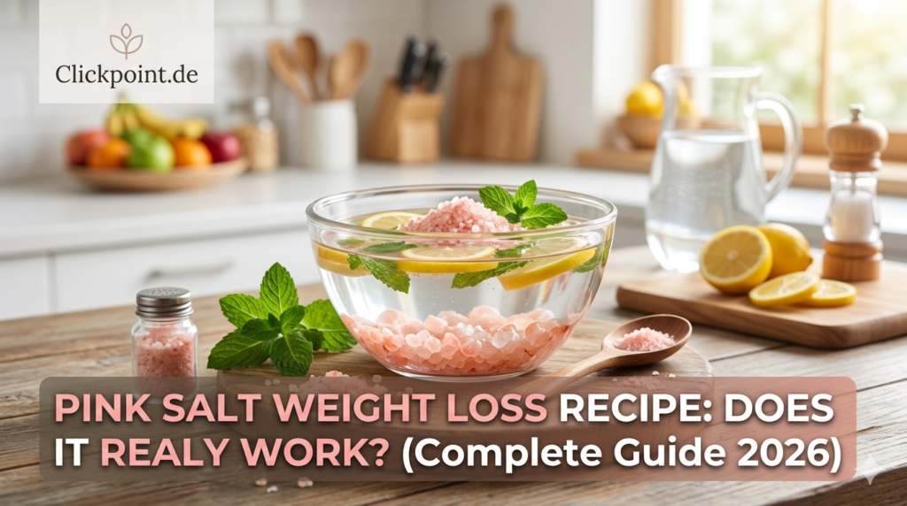 Pink Himalayan salt weight loss drink with lemon and mint in a glass bowl