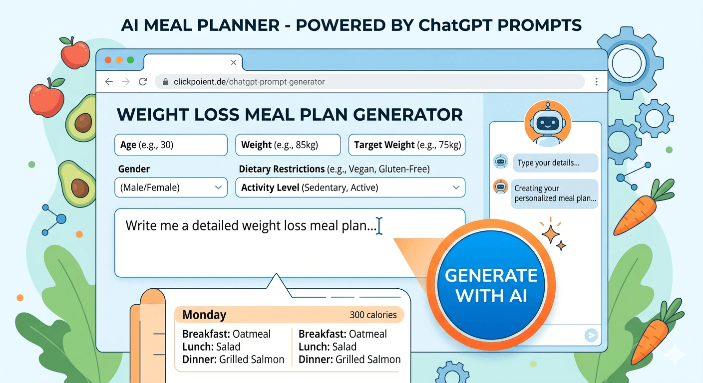ChatGPT prompt for weight loss meal plan generator interface