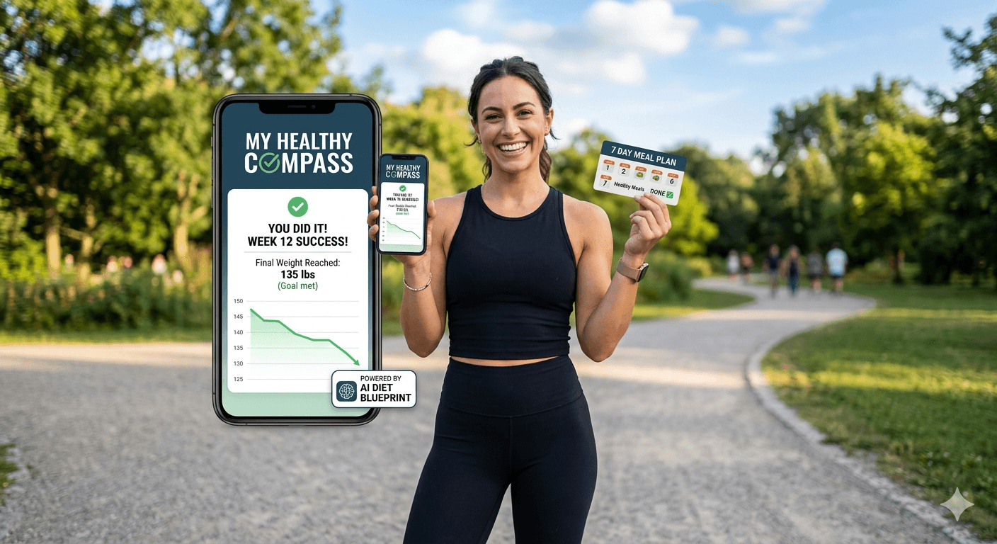 Track weight loss success and results using AI meal planner chart