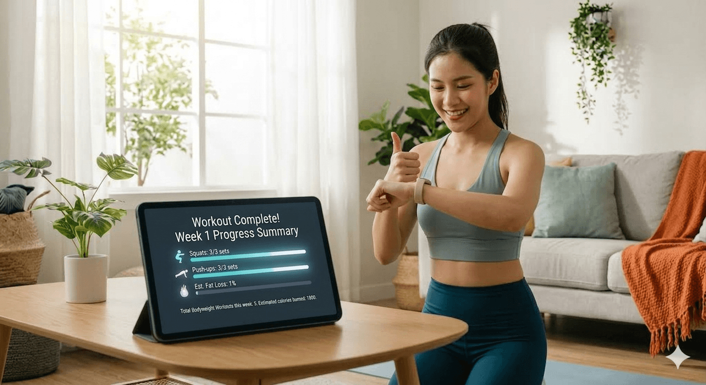 Tracking weight loss progress with AI fitness coach at home